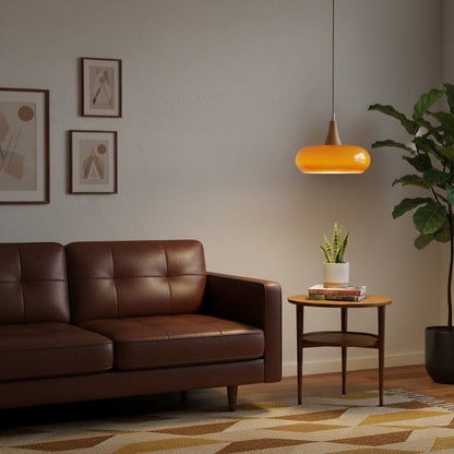 Suspension en bois et verre effet galet