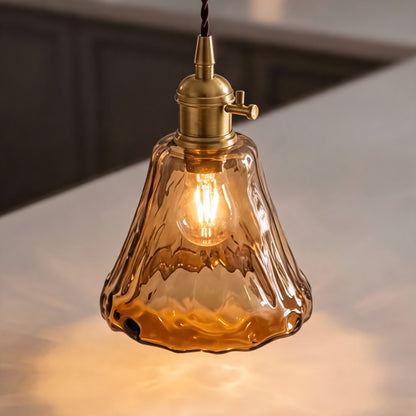 Suspension vintage en laiton et ambre