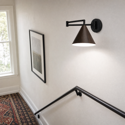Applique murale Linnoro à bras pivotant, effet bois, style scandinave
