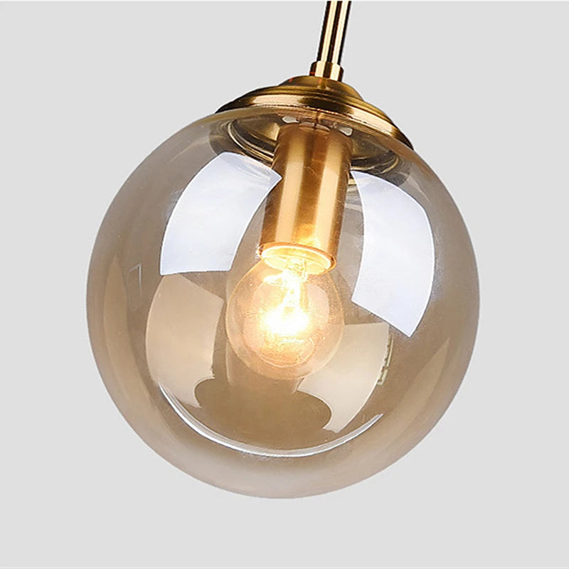 Suspension Orbelle Art déco en laiton et verre, globe