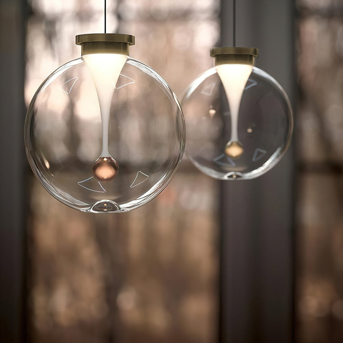 Suspension boule en verre teinté
