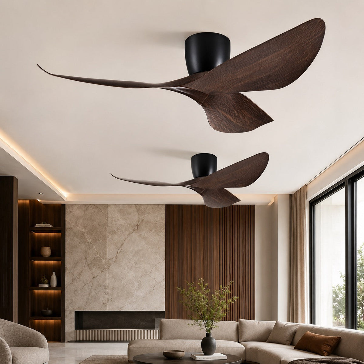Ventilateur de plafond à pales sculptées