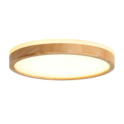 Plafonnier rond en chêne avec bordure
