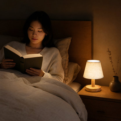 Lampe de table scandinave en chêne Elarion