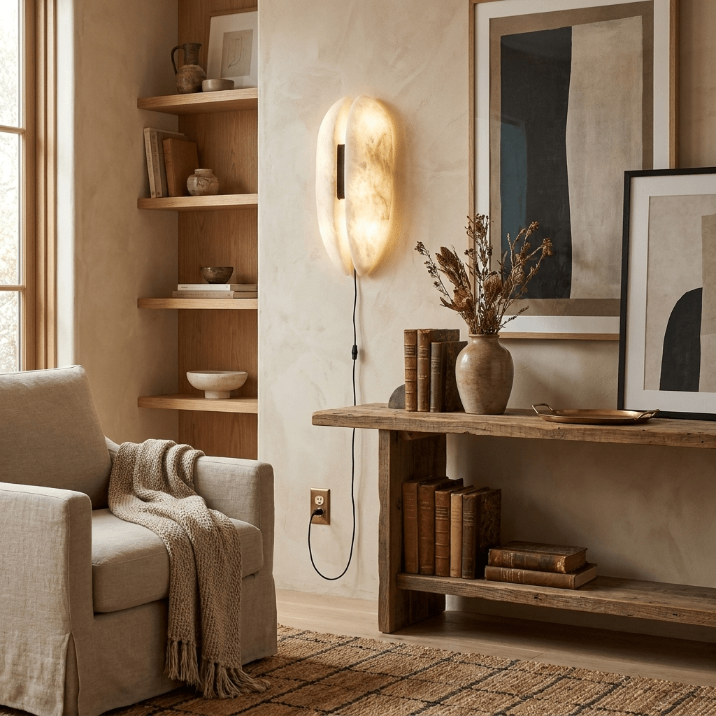 Applique enfichable avec panneau en albâtre