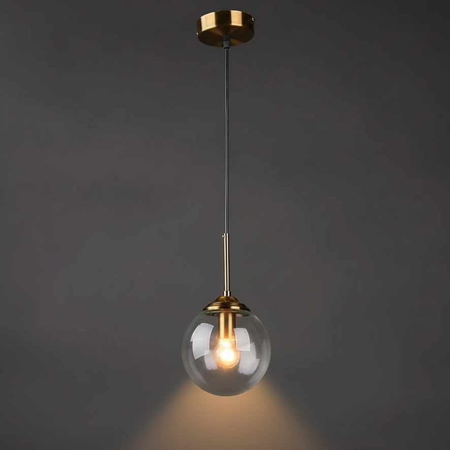 Suspension Orbelle Art déco en laiton et verre, globe