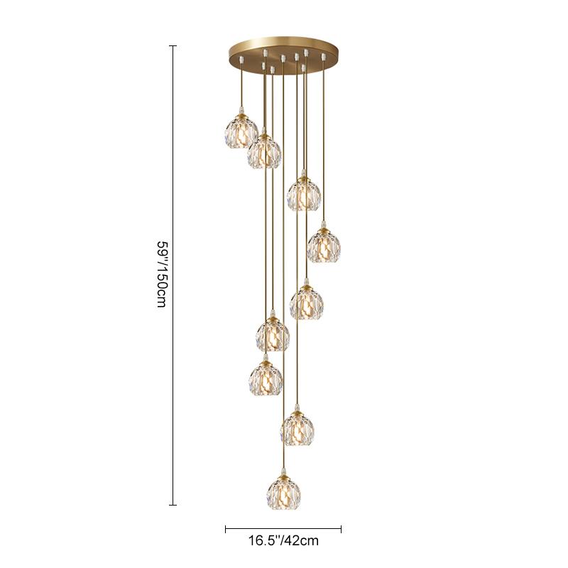 Suspension sphère en cristal en cascade
