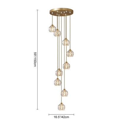 Suspension sphère en cristal en cascade