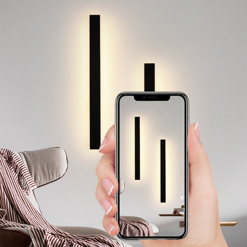 Applique murale extérieure Veldrin minimaliste et fine en métal noir
