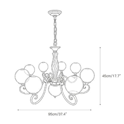 Lustre globe en laiton sculpté