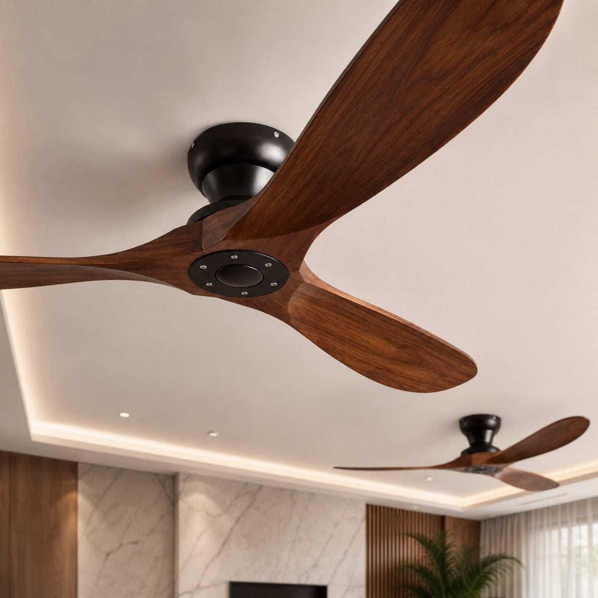 Ventilateur de plafond en bois à trois pales