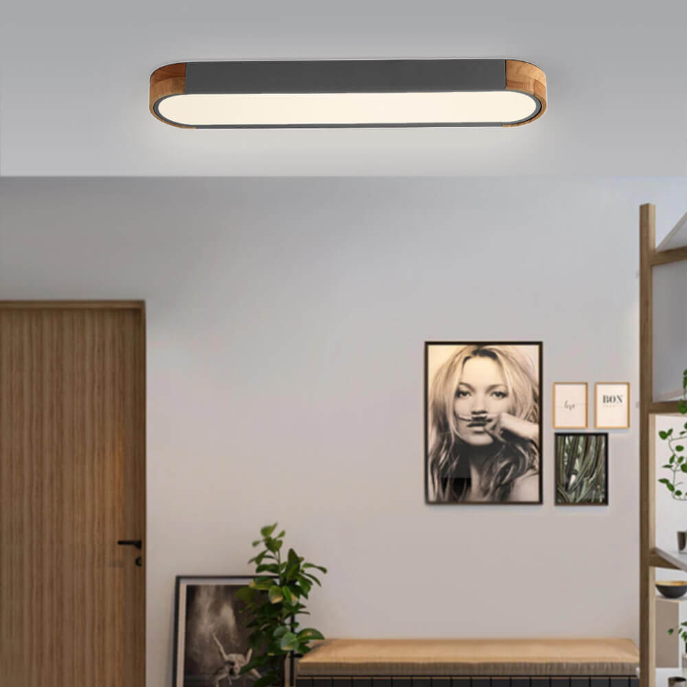 Plafonnier LED ovale en bois minimaliste Ovalyn