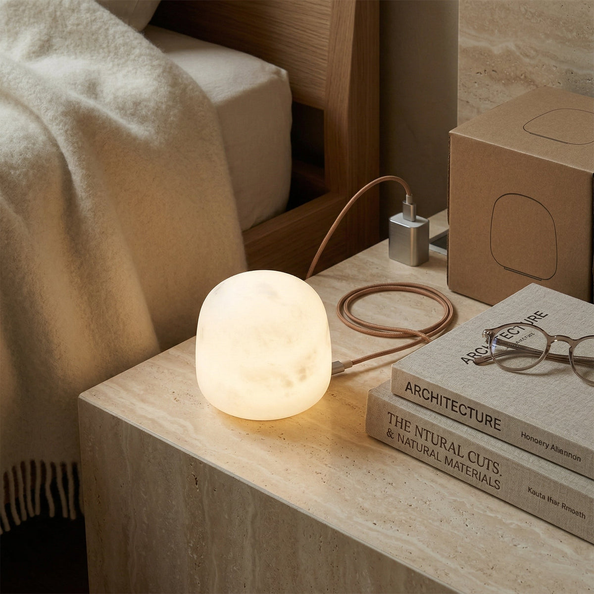 Lampe de table minimaliste en albâtre Alvane