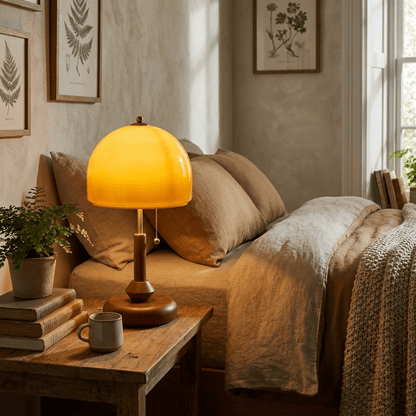 Lampe de table Bricora en noyer moderne du milieu du siècle