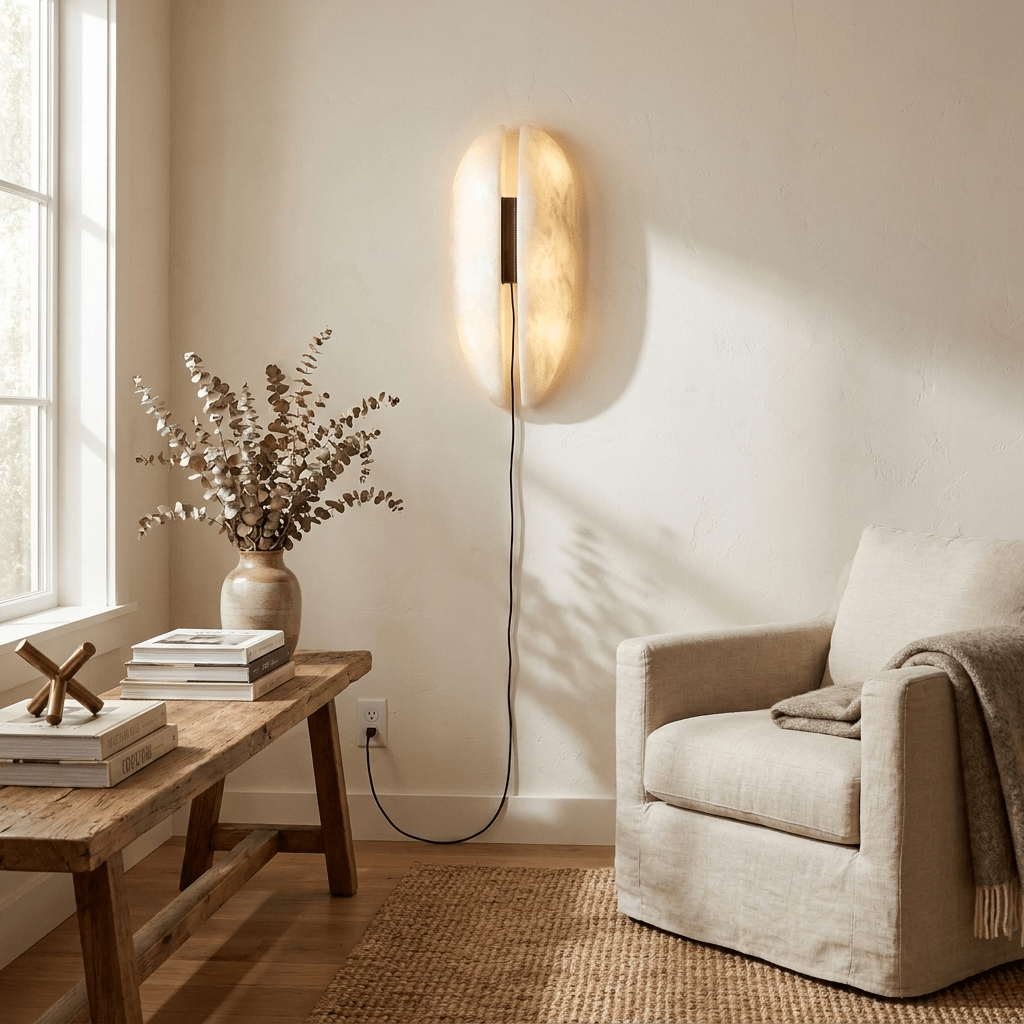 Applique enfichable avec panneau en albâtre