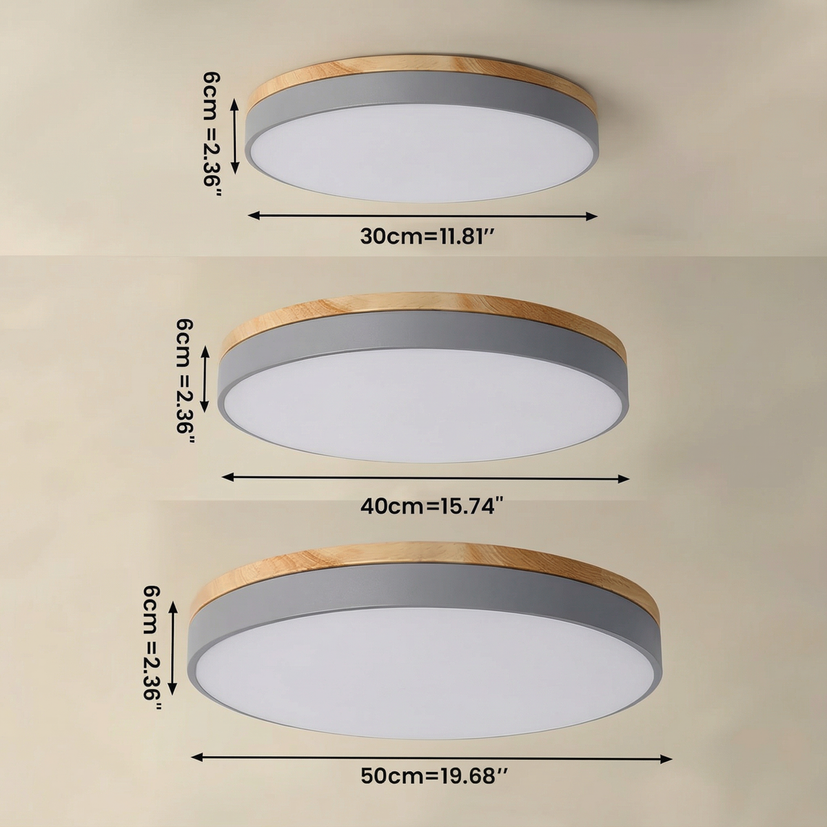 Plafonnier affleurant en bois bicolore