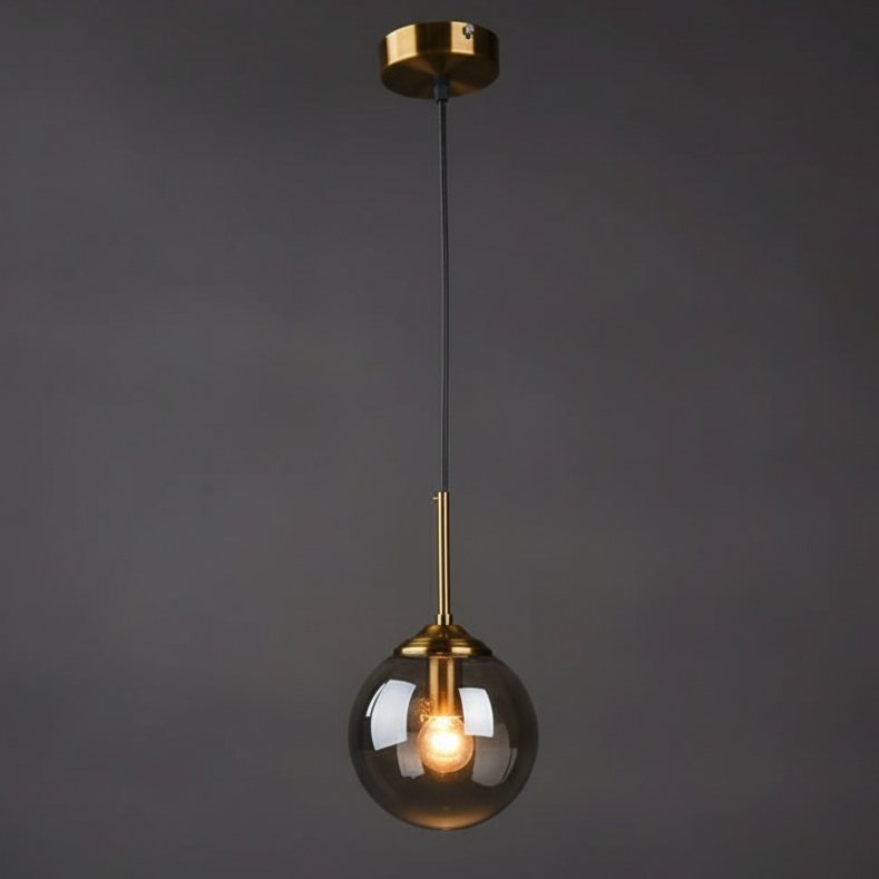 Suspension Orbelle Art déco en laiton et verre, globe