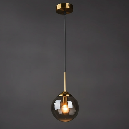 Suspension Orbelle Art déco en laiton et verre, globe