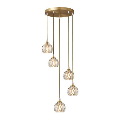 Suspension sphère en cristal en cascade