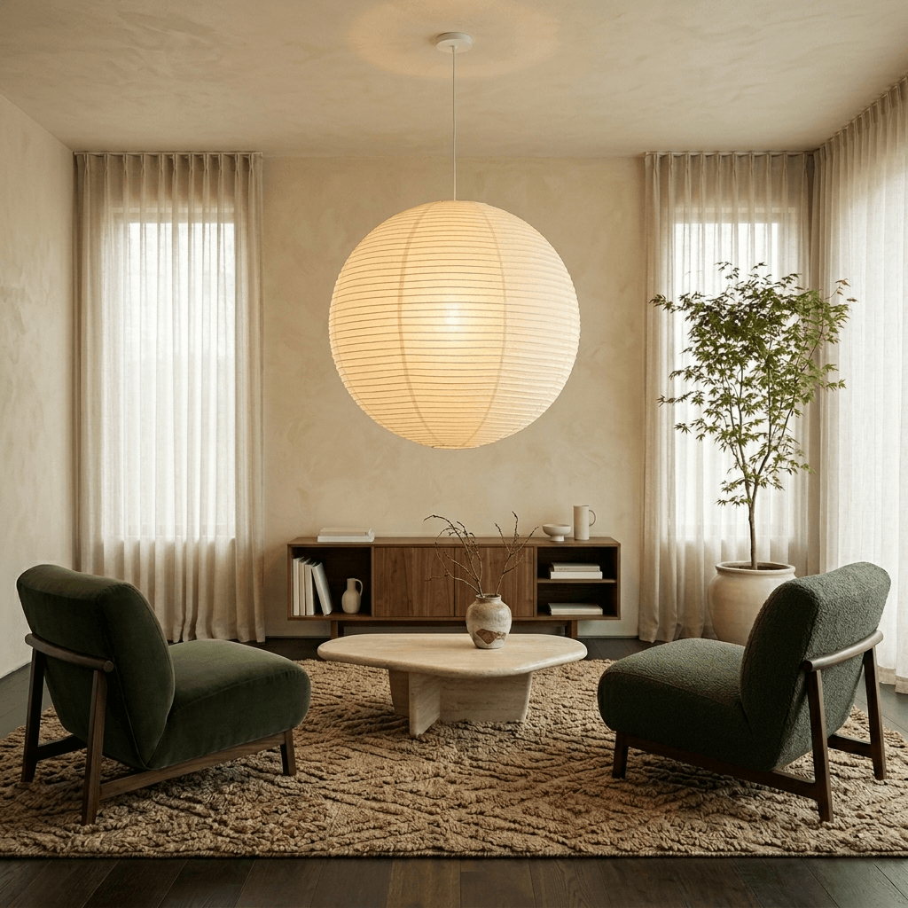 Suspension globe en papier washi
