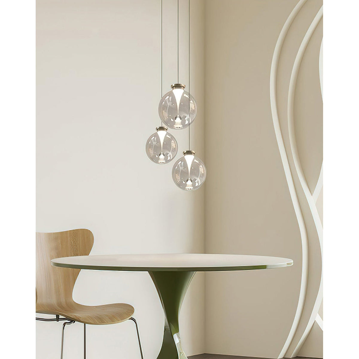 Suspension boule en verre teinté