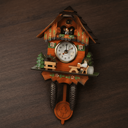 Horloge à coucou rustique en bois Corlinda