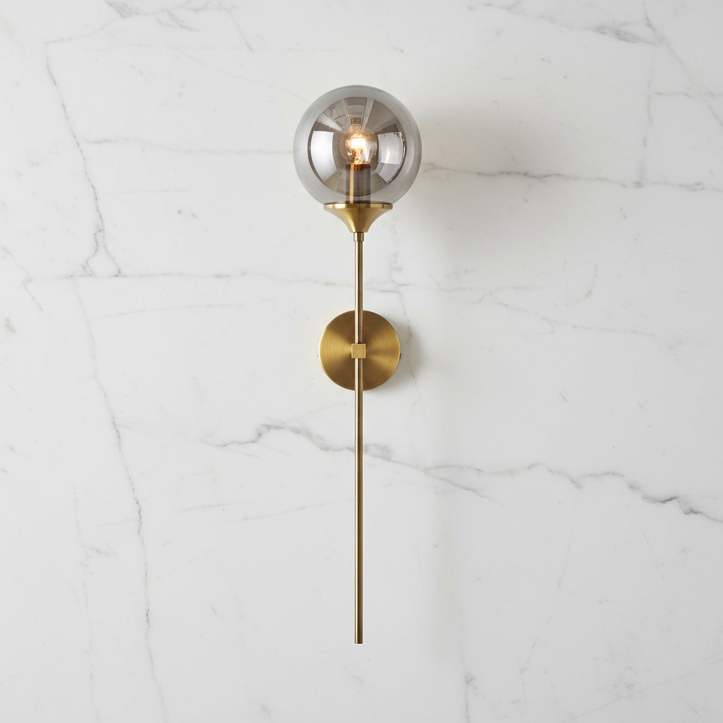 Applique murale Velmira mi-siècle à globe en verre