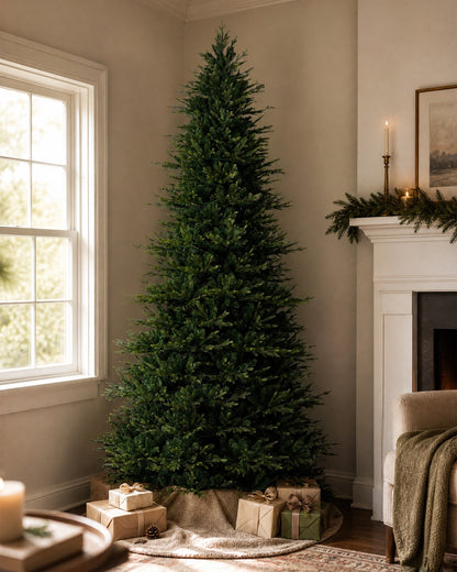 Sapin de Noël Skovra Classic PE/PVC de 12ft avec éclairage intégré