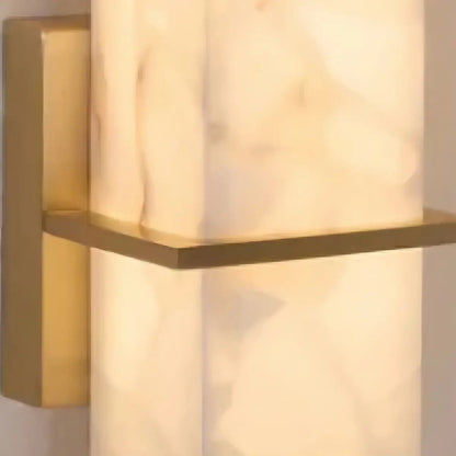 Applique murale cubique en albâtre et laiton
