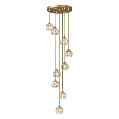 Suspension sphère en cristal en cascade