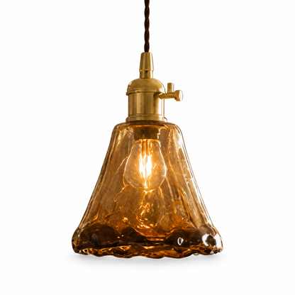 Suspension vintage en laiton et ambre