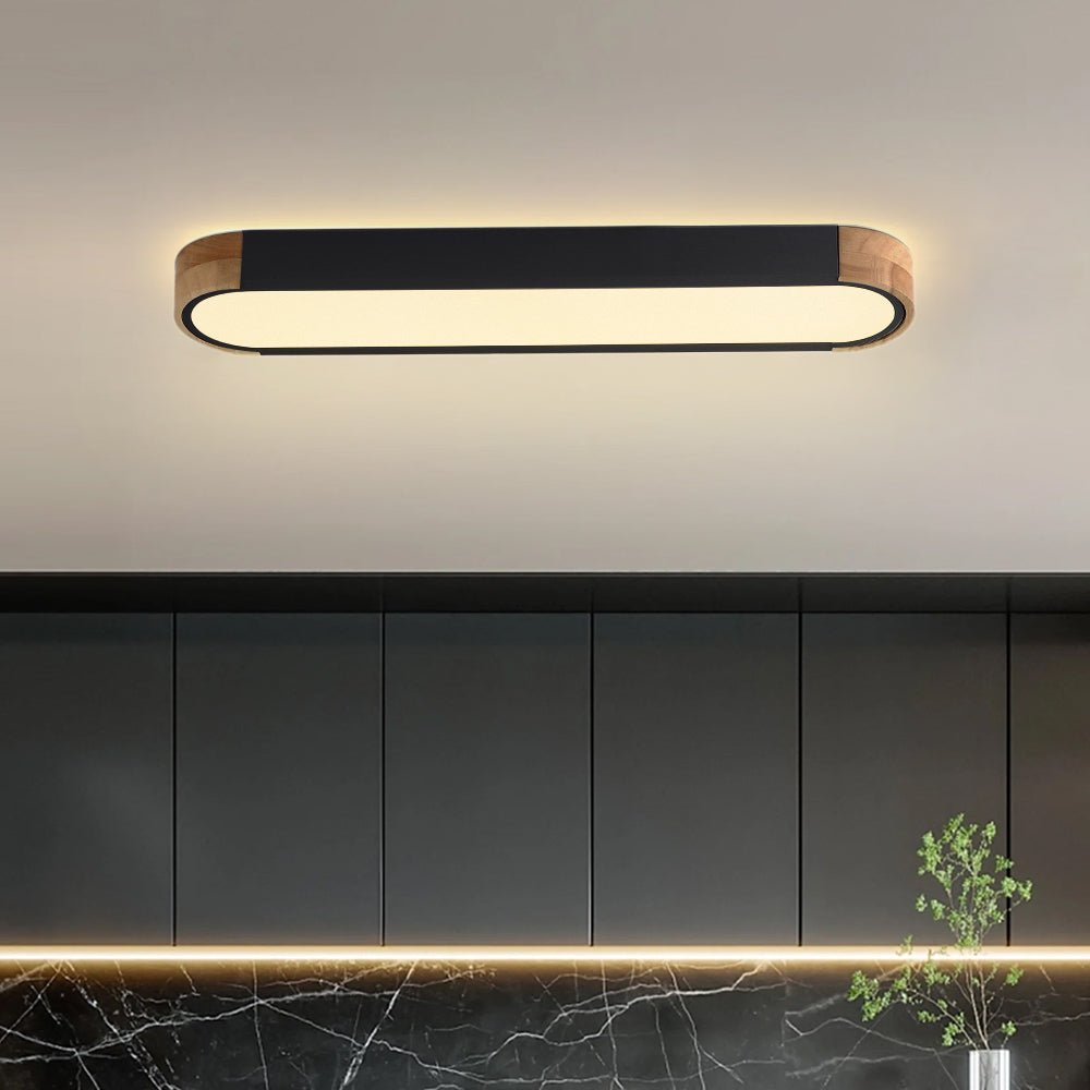 Plafonnier LED ovale en bois minimaliste Ovalyn