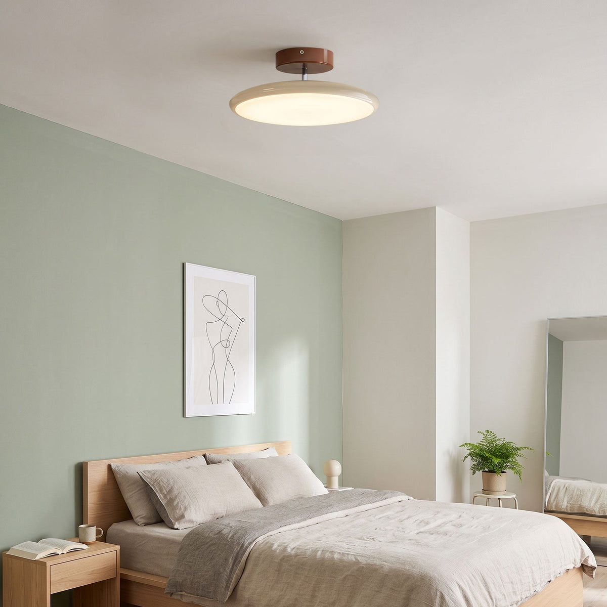 Plafonnier rond en bois orientable