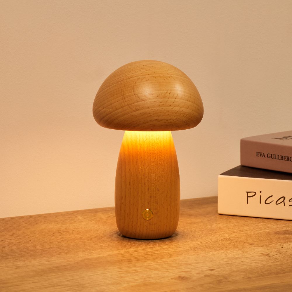 Lampe de table en bois scandinave Fungara