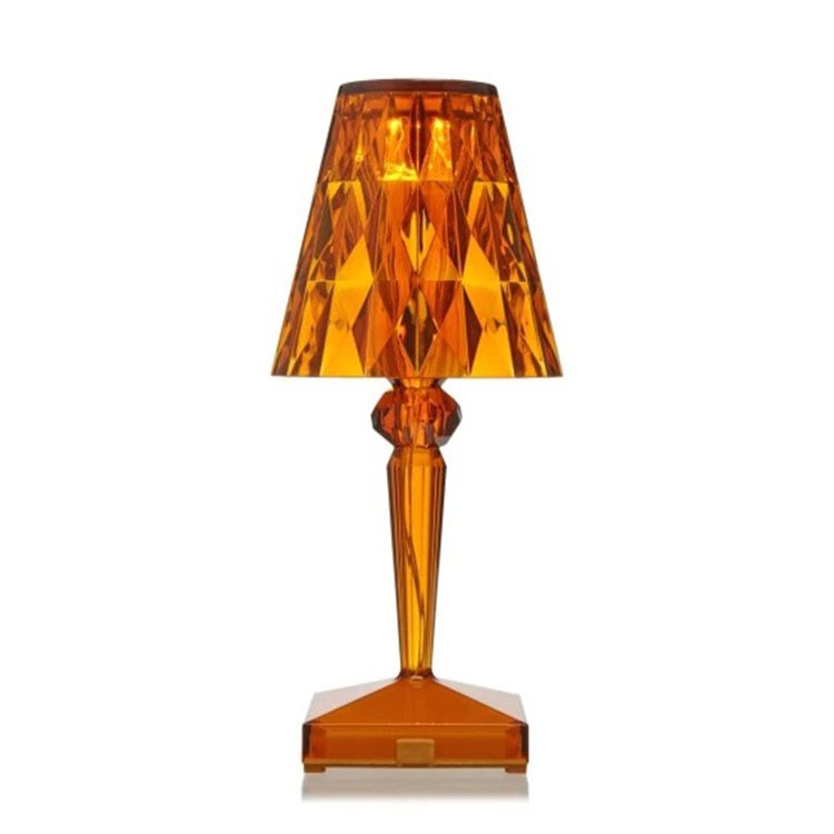 Lampe de table sans fil Prismara en cristal facetté