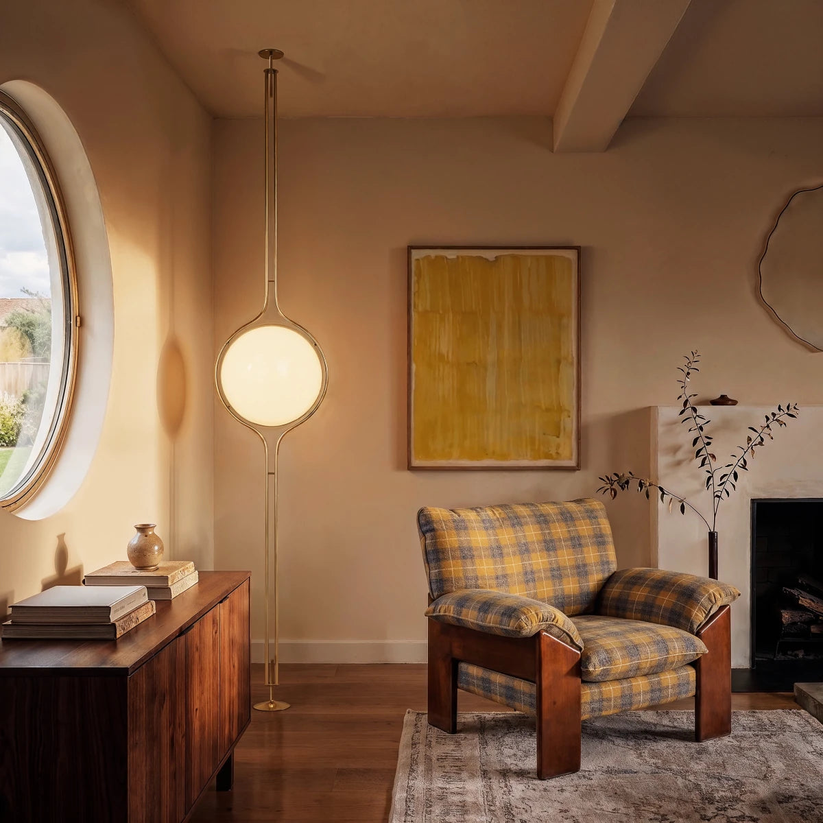 Lampadaire du sol au plafond en métal Pelvaro au style du milieu du siècle
