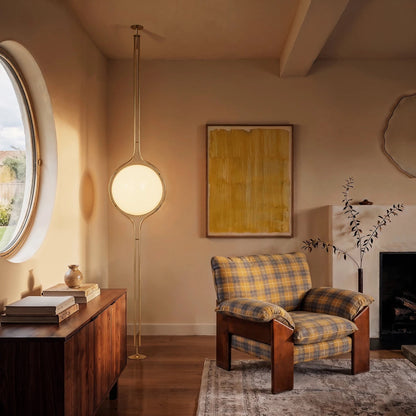 Lampadaire du sol au plafond en métal Pelvaro au style du milieu du siècle