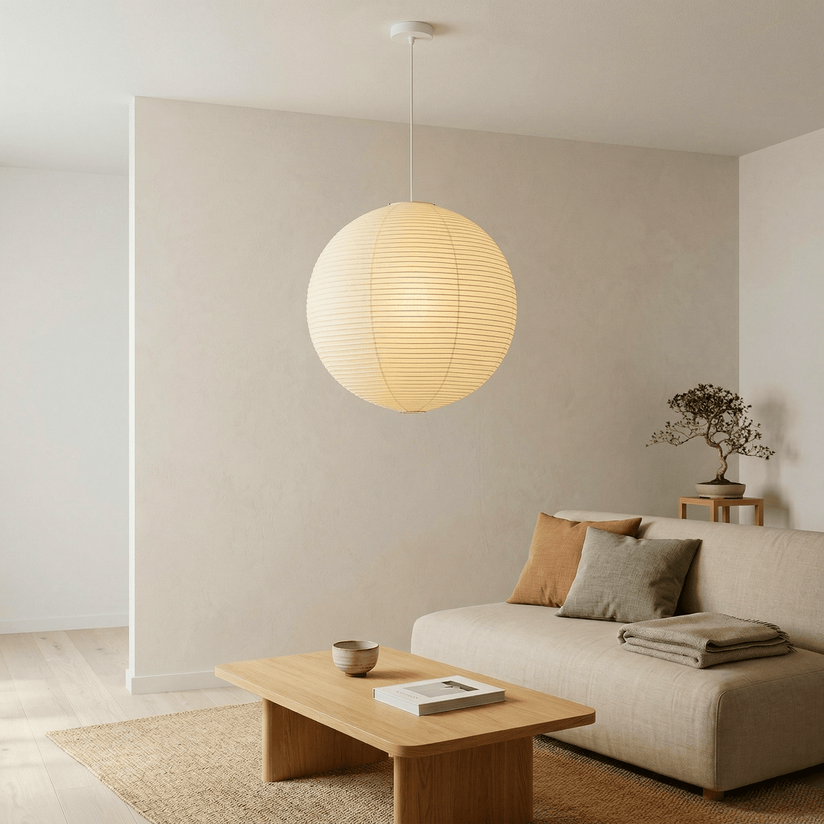 Suspension globe en papier washi