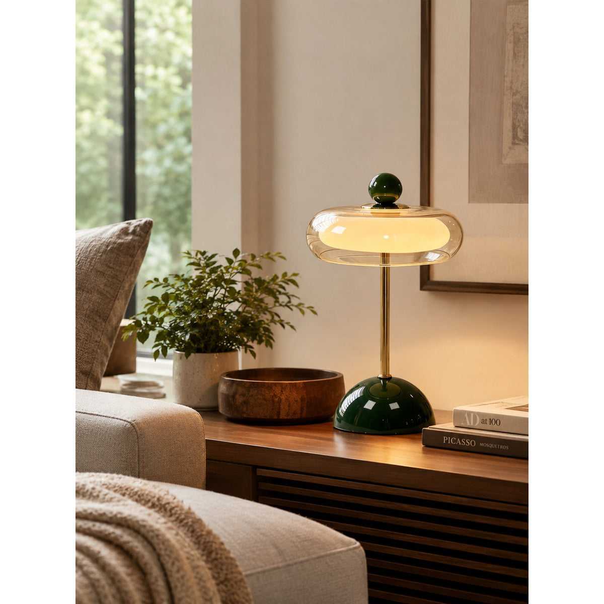 Lampe de table Calvento en verre Art déco