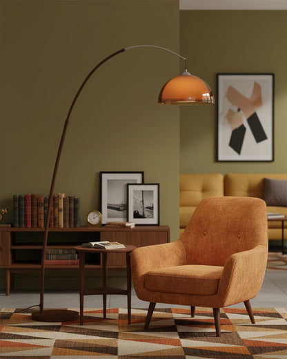Lampadaire en noyer arqué Halberon