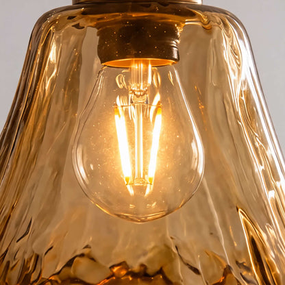 Suspension vintage en laiton et ambre