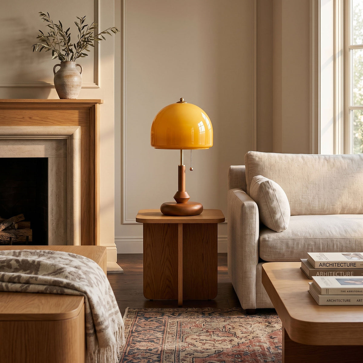 Lampe de table Bricora en noyer moderne du milieu du siècle