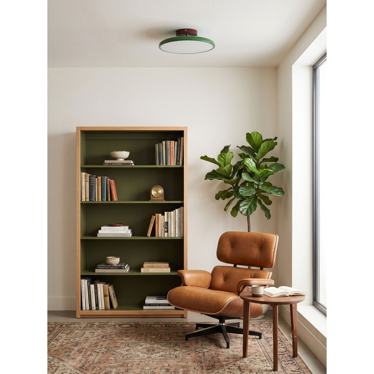 Plafonnier rond en bois orientable