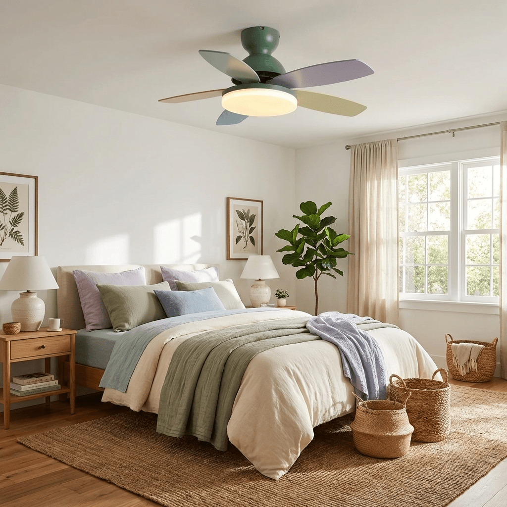 Ventilateur de plafond en bois à pales en forme de fleur