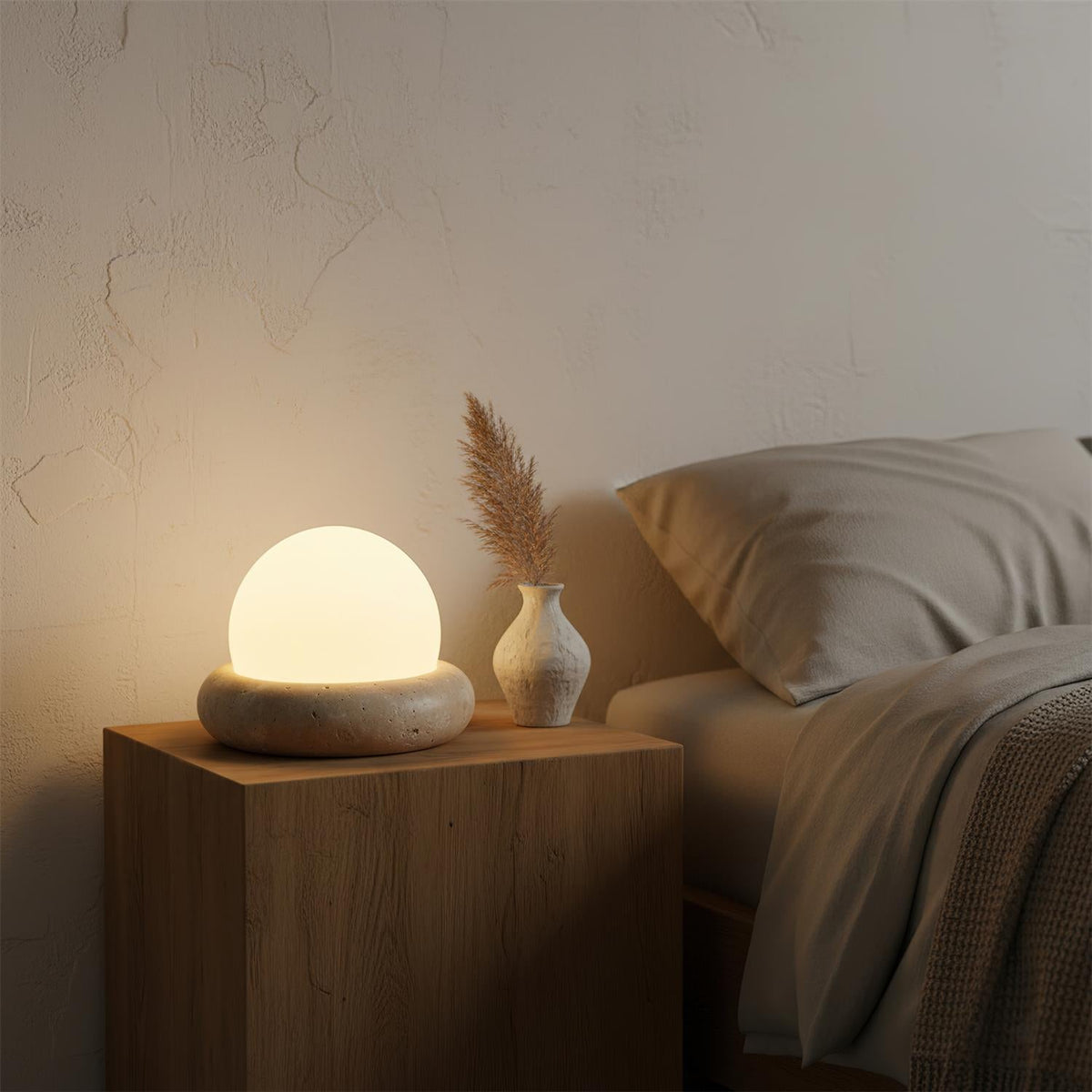 Lampe de table Wabi-Sabi en travertin Orlando