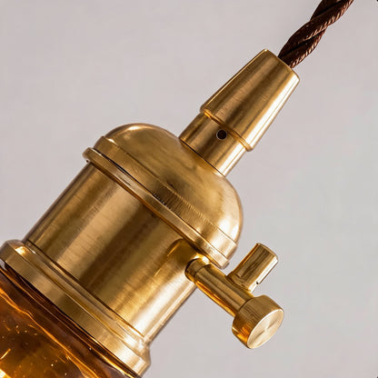 Suspension vintage en laiton et ambre
