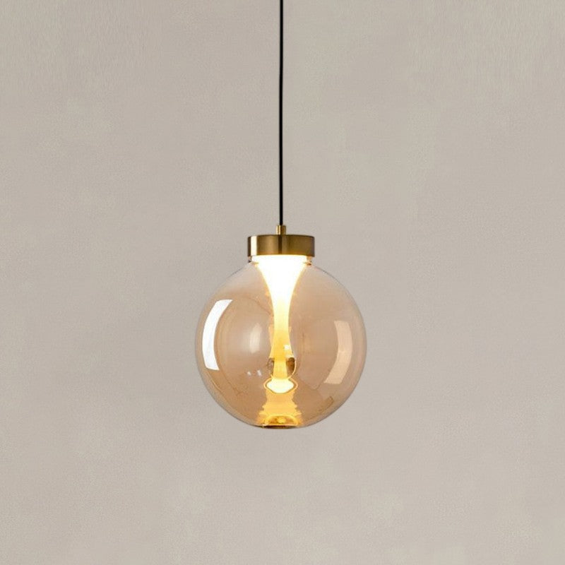 Suspension boule en verre teinté