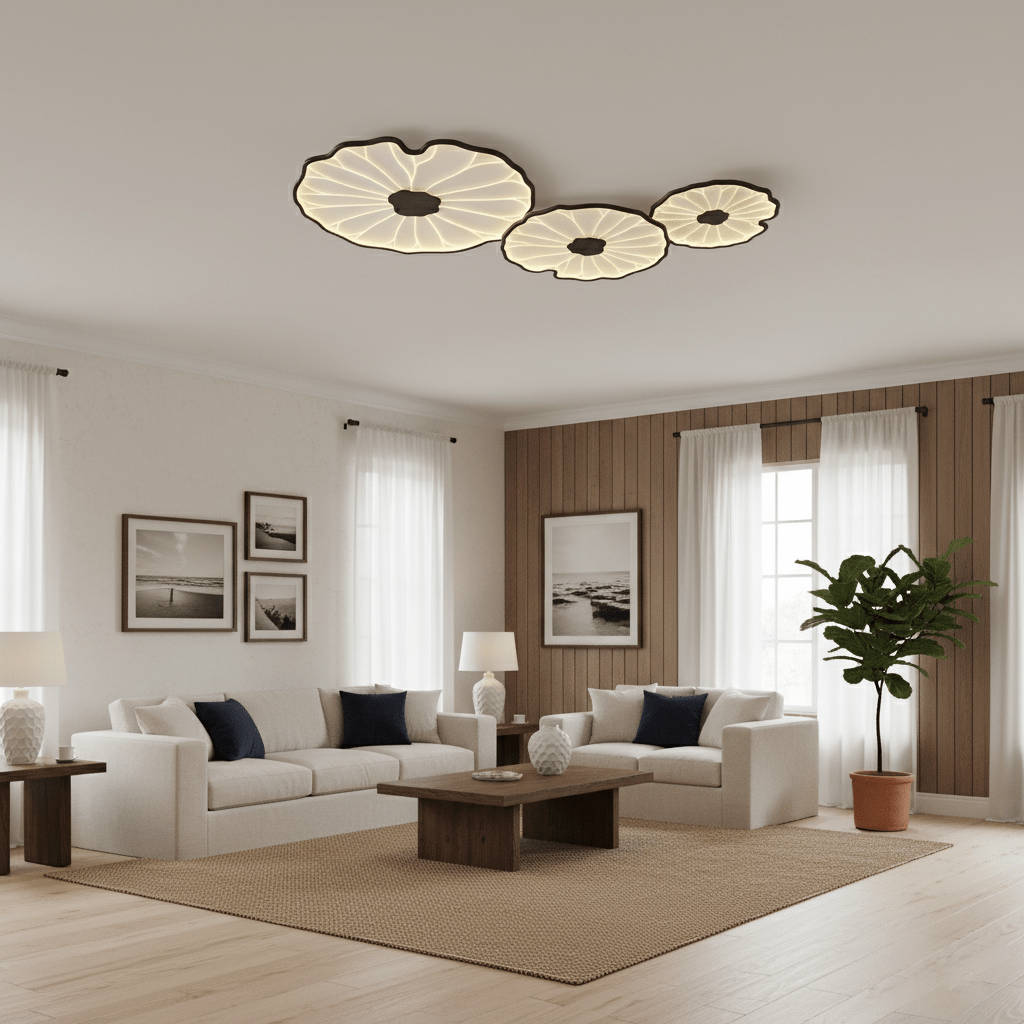 Plafonnier effet grain de bois Waterlily