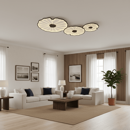 Plafonnier effet grain de bois Waterlily