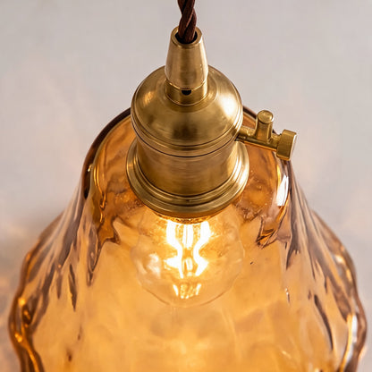 Suspension vintage en laiton et ambre